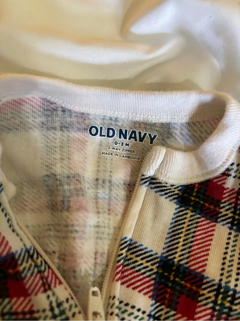 Old Navy Red Plaid Footed One-Piece for Baby